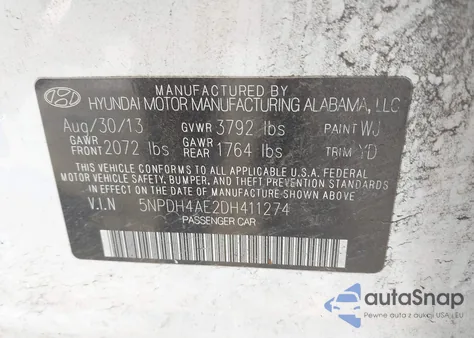 2013 Hyundai Elantra Gls from USA, damaged, VIN 5NPDH4AE2DH411274